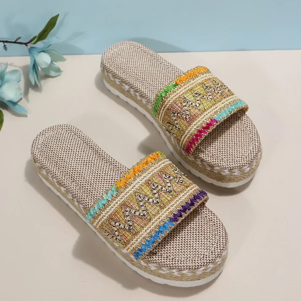 Bohemian Synthetic Riband Handmade Platform Slippers - Image 10