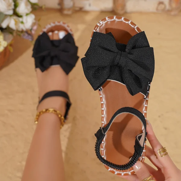 Elegant Bow Tie Soft Outdoor Lightweight Beach Style Flat Sandals - Image 15