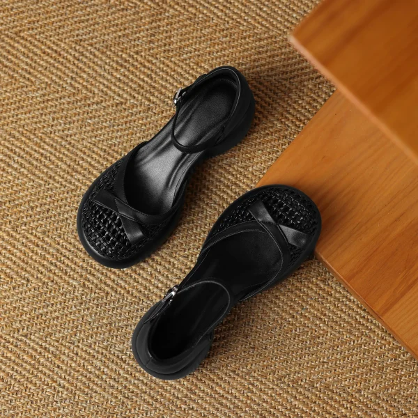 Butterfly-knot Straw Weaving Round Toe Thick Bottom Breathable Sandals - Image 21