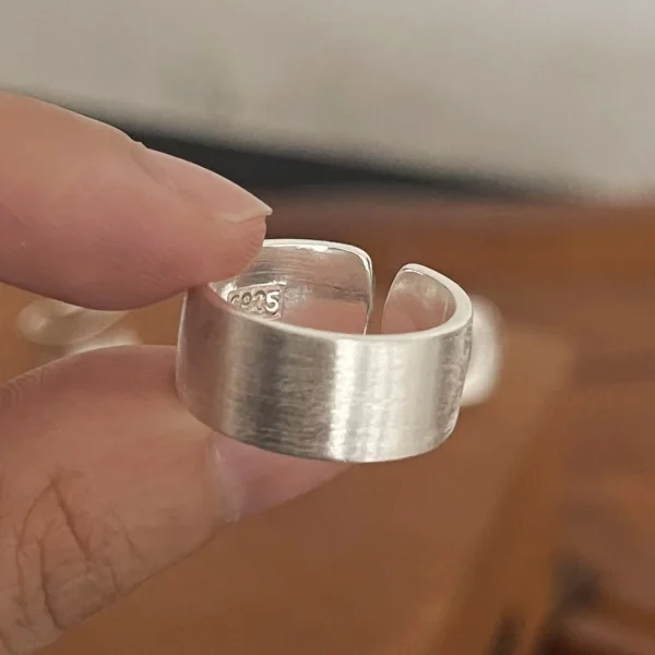 Casual 925 Sterling Silver Couple Minimalist Handmade Simple Wide Moon Party Jewelry Ring 6 Set - Image 4