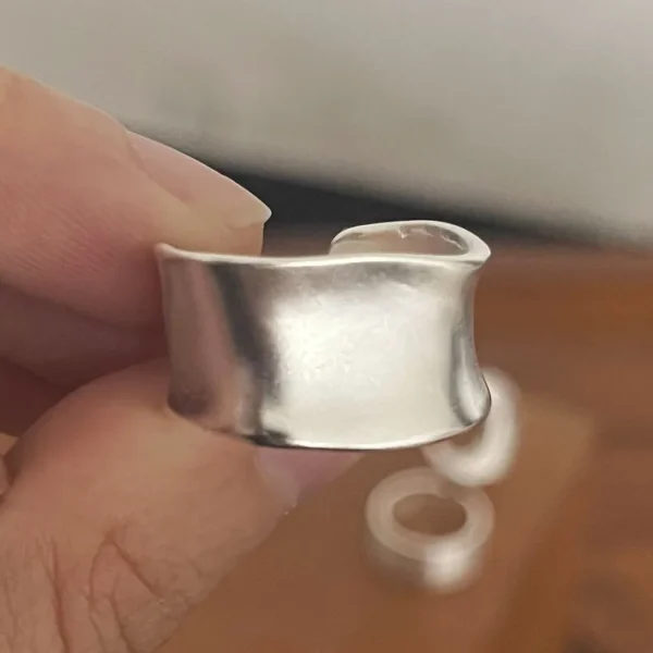 Casual 925 Sterling Silver Couple Minimalist Handmade Simple Wide Moon Party Jewelry Ring 6 Set - Image 6
