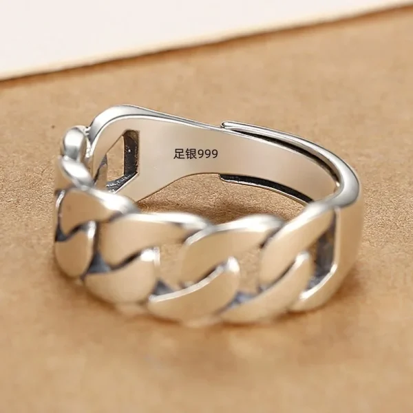 Casual 925 Sterling Silver Couple Minimalist Handmade Simple Wide Moon Party Jewelry Ring 6 Set - Image 7