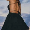 Casual Backless Solid Color Sleeveless Ruffled Cocktail Beach Club Streetwear Party Dress - Image 6