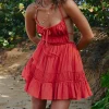 Casual Backless Solid Color Sleeveless Ruffled Cocktail Beach Club Streetwear Party Dress - Image 11