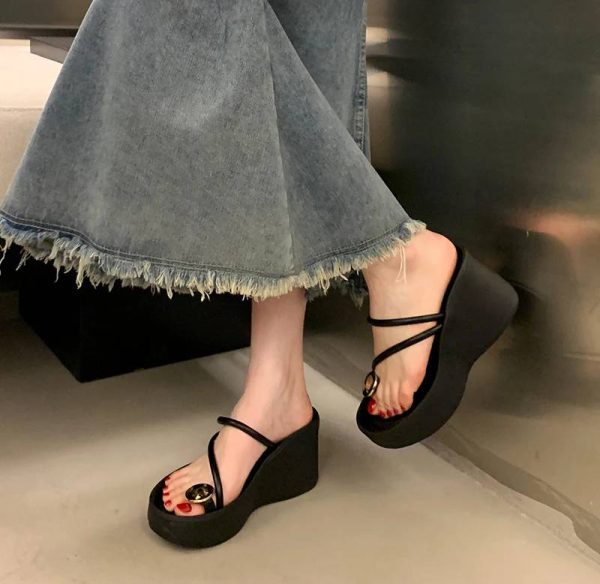 Casual Beach Style Platform Wedges Flip Flop Clip Toe Heel Sandal - Image 3