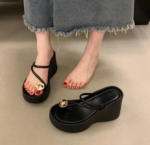 Casual Beach Style Platform Wedges Flip Flop Clip Toe Heel Sandal - Image 4