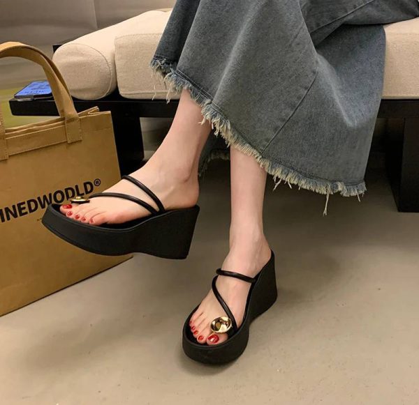 Casual Beach Style Platform Wedges Flip Flop Clip Toe Heel Sandal - Image 2