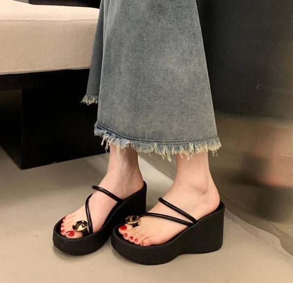 Casual Beach Style Platform Wedges Flip Flop Clip Toe Heel Sandal