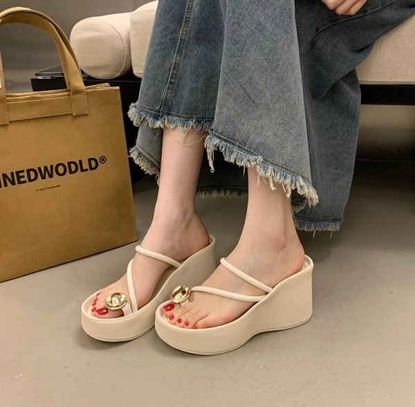 Casual Beach Style Platform Wedges Flip Flop Clip Toe Heel Sandal - Image 7