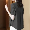 Casual Chiffon O-Neck Short-sleeved Mother Dress Shirt Top - Image 6