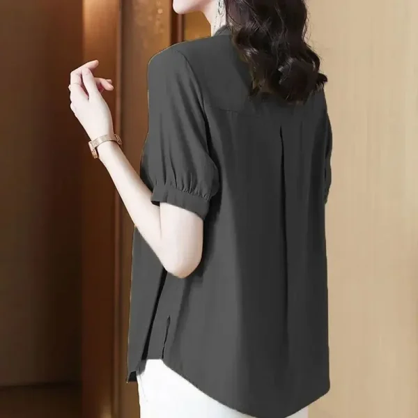 Casual Chiffon O-Neck Short-sleeved Mother Dress Shirt Top - Image 6