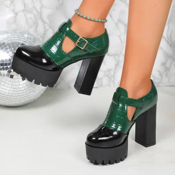 Casual Comfortable Designer Round Head Deep Mouth Thick Heel Shoes - Image 4