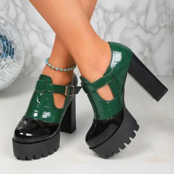 Casual Comfortable Designer Round Head Deep Mouth Thick Heel Shoes - Image 2