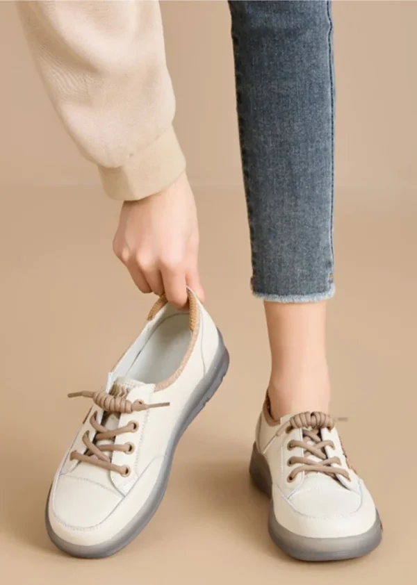 Casual Comfortable Genuine Leather De-Train Microfiber Walking Shoes - Image 2