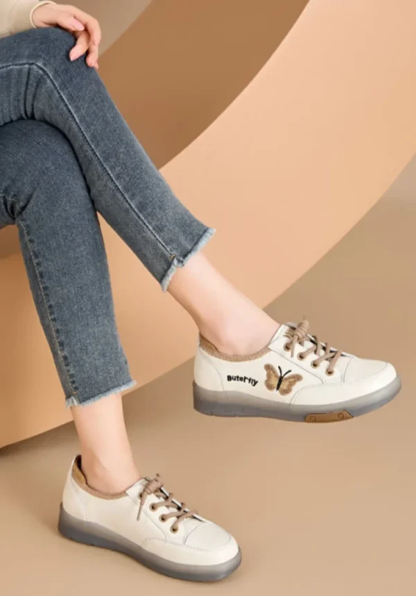 Casual Comfortable Genuine Leather De-Train Microfiber Walking Shoes - Image 5