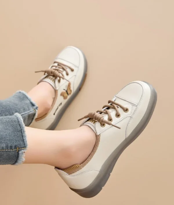 Casual Comfortable Genuine Leather De-Train Microfiber Walking Shoes - Image 3
