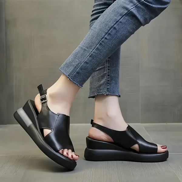 Casual Buckle Strap Comfortable Open Toe Platform Wedge Sandals - Image 2