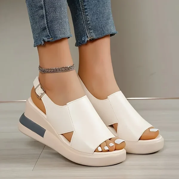 Casual Buckle Strap Comfortable Open Toe Platform Wedge Sandals - Image 6
