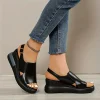 Casual Buckle Strap Comfortable Open Toe Platform Wedge Sandals