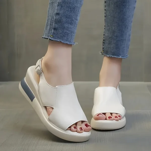 Casual Buckle Strap Comfortable Open Toe Platform Wedge Sandals - Image 7