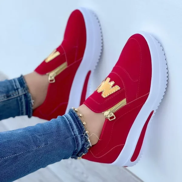 Casual Comfortable Zipper Tennis Slip on Platform Loafers Shoes - Image 3