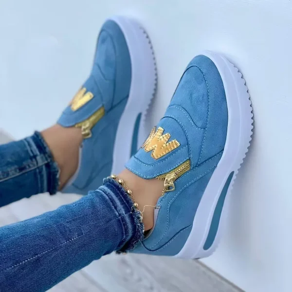 Casual Comfortable Zipper Tennis Slip on Platform Loafers Shoes