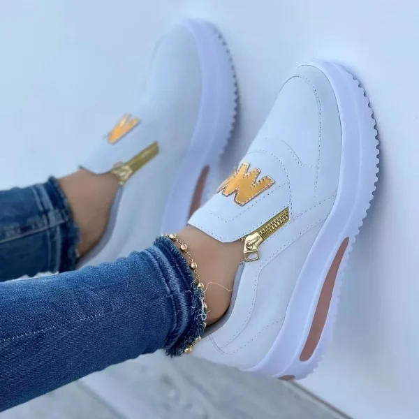 Casual Comfortable Zipper Tennis Slip on Platform Loafers Shoes - Image 6