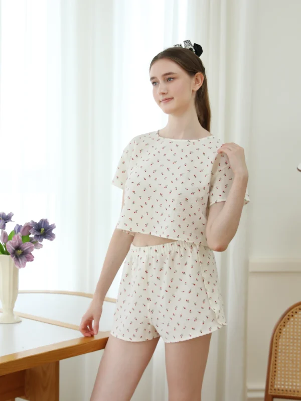 Casual Cotton Leisure Wind Short-Sleeved Shorts Pajamas Home wear - Image 4