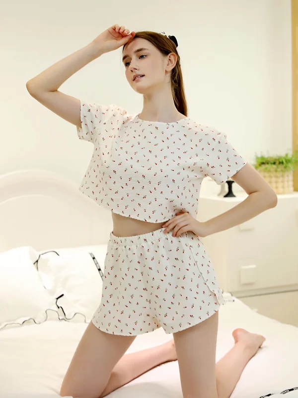 Casual Cotton Leisure Wind Short-Sleeved Shorts Pajamas Home wear - Image 3