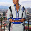Casual Crochet Letter Print Zip Sweater Tops Waistband Skinny Elastic Knit 2 Piece Set - Image 3
