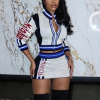 Casual Crochet Letter Print Zip Sweater Tops Waistband Skinny Elastic Knit 2 Piece Set - Image 4