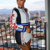 Casual Crochet Letter Print Zip Sweater Tops Waistband Skinny Elastic Knit 2 Piece Set - Image 5