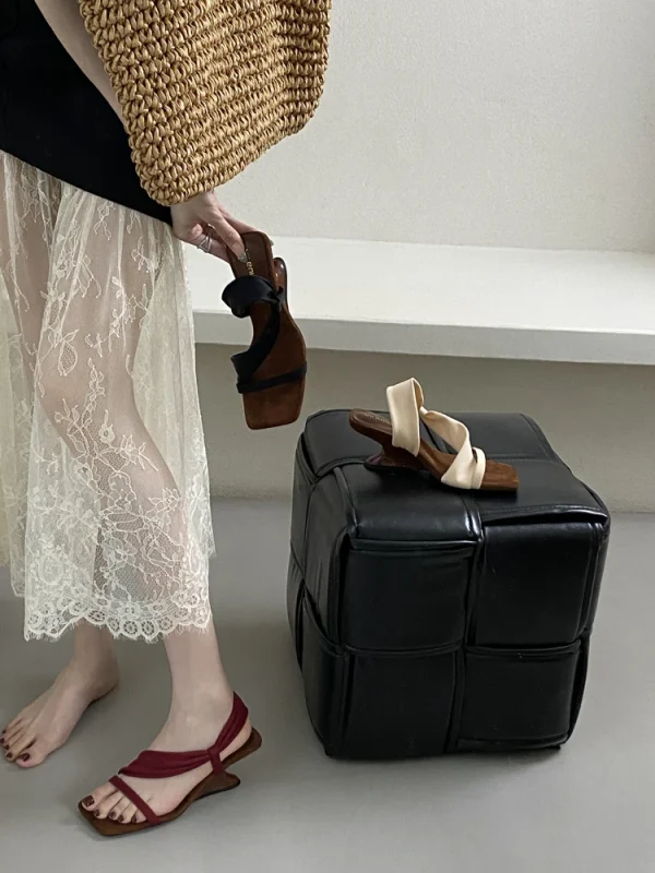 Classic Designer Evening Party With Platforms Wedges Heel Slippers - Image 15