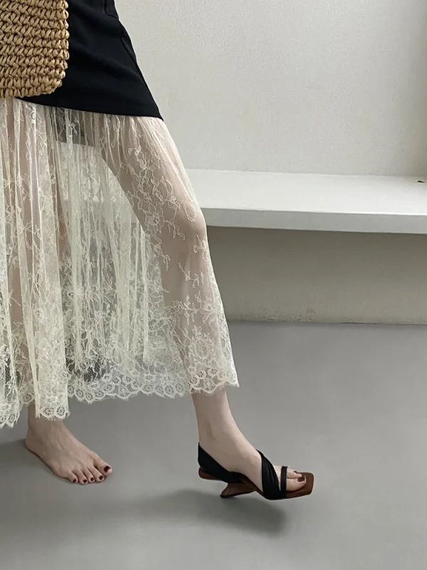Classic Designer Evening Party With Platforms Wedges Heel Slippers - Image 10