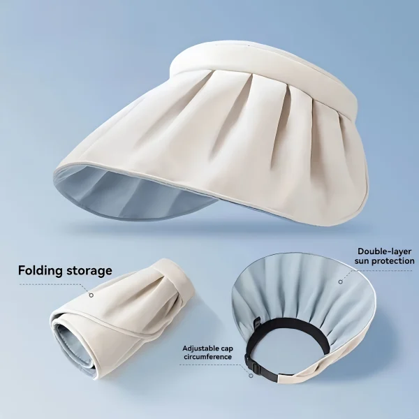 Casual Foldable Wide Brimmed Empty Top Universal Headband Beach Sun Hat - Image 5