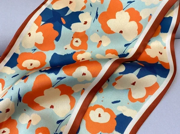 Casual Foulard Floral Print Kerchief Narrow Long Wrist Small Ribbon Hair Band Scarves Silk Scarf - Image 5
