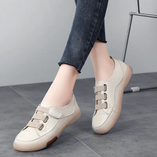 Casual Genuine Leather Stitched Slip on Ballet Flats Orthopedic Loafers - Image 5