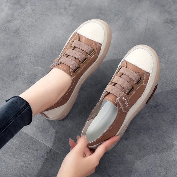 Casual Genuine Leather Stitched Slip on Ballet Flats Orthopedic Loafers - Image 9