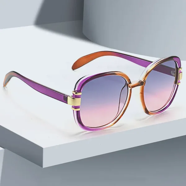 Casual Gradient Decorative Glasses Transparent Plastic Frame Metal Sunglasses - Image 2