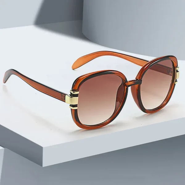 Casual Gradient Decorative Glasses Transparent Plastic Frame Metal Sunglasses - Image 3