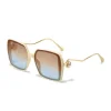 Casual Gradient Frame Glasses Unique Double Frame Design Golden Spherical Decoration Sunglasses - Image 14