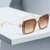 Casual Gradient Frame Glasses Unique Double Frame Design Golden Spherical Decoration Sunglasses - Image 3