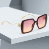 Casual Gradient Frame Glasses Unique Double Frame Design Golden Spherical Decoration Sunglasses - Image 5