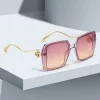 Casual Gradient Frame Glasses Unique Double Frame Design Golden Spherical Decoration Sunglasses - Image 6
