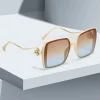 Casual Gradient Frame Glasses Unique Double Frame Design Golden Spherical Decoration Sunglasses - Image 7