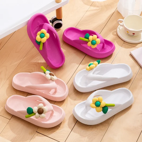 Casual Handmade Flower Soft-Bottom Cloud Beach Style Flip-flops Slippers - Image 12
