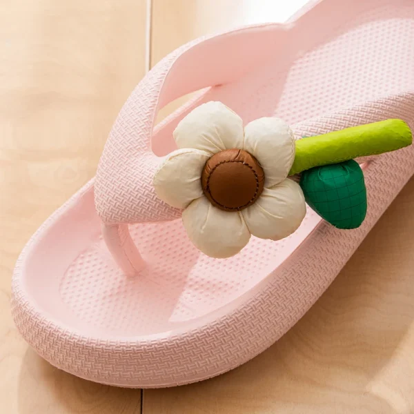 Casual Handmade Flower Soft-Bottom Cloud Beach Style Flip-flops Slippers - Image 5