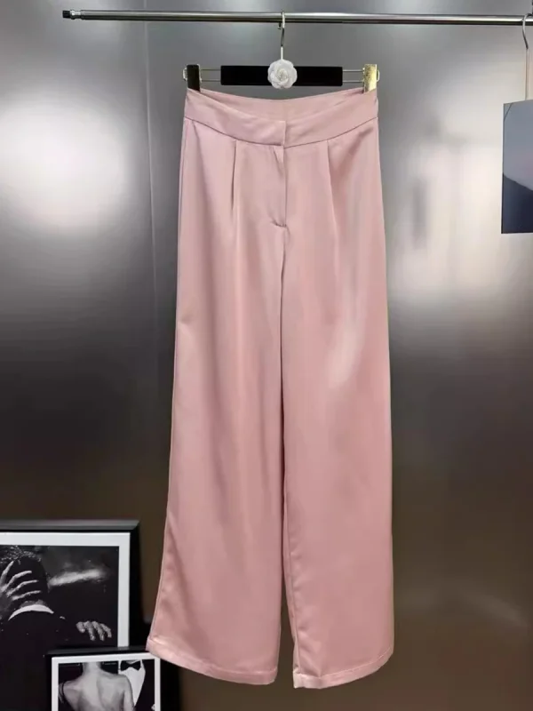 Casual High Waist Temperament Minimalist Spliced Button Pants - Image 4
