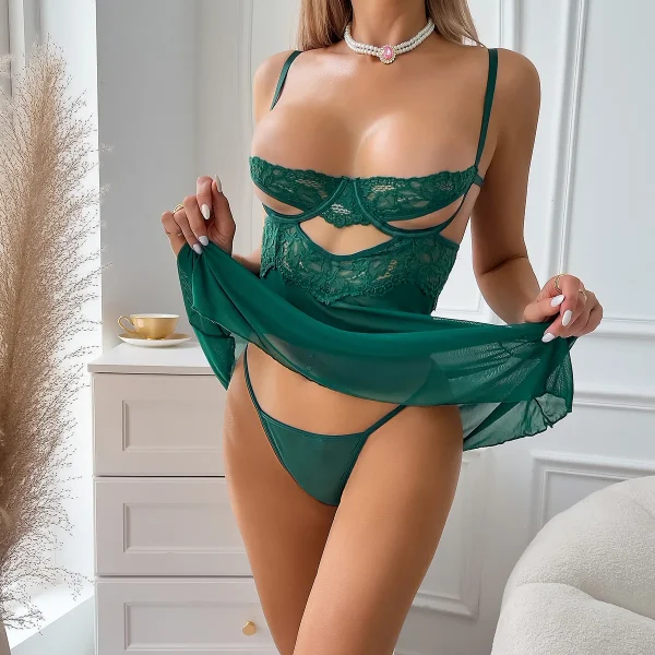 Casual Hollow on Chest Fantasy Buckle Closure Nightwear - Image 8