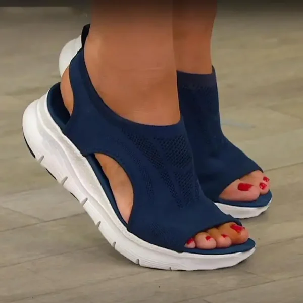 Casual Light Mesh Fish Platform Open Toe Wedge Sandals - Image 3